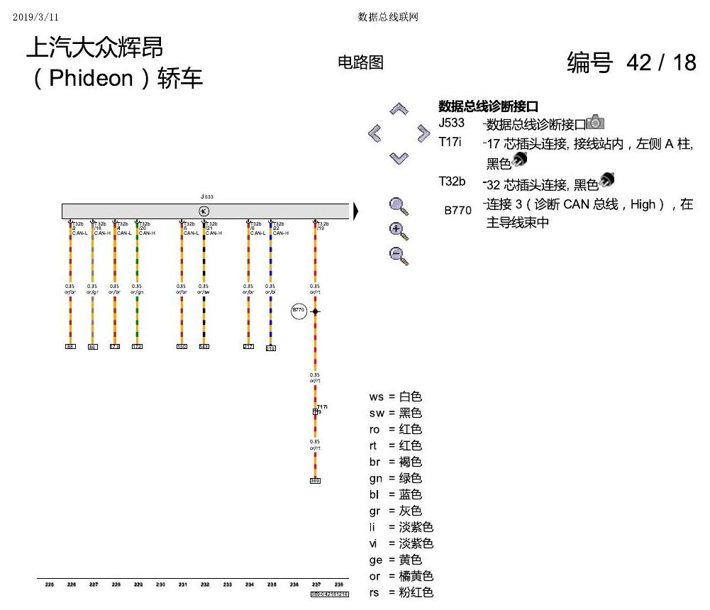 上海大众辉昂 数据总线联网 电路图