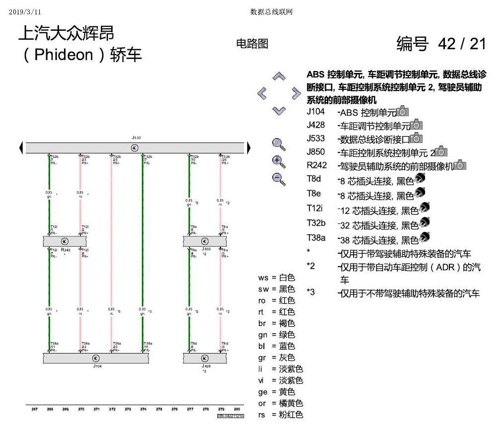 上海大众辉昂 数据总线联网 电路图