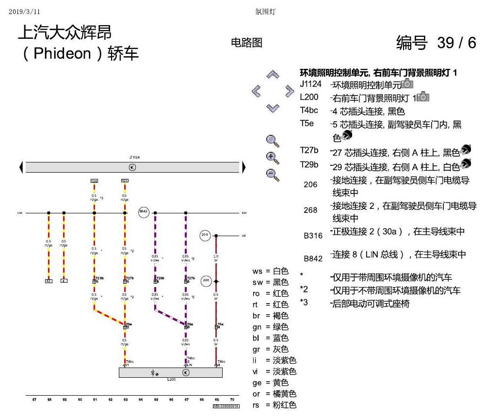 上海大众辉昂 氛围灯 电路图