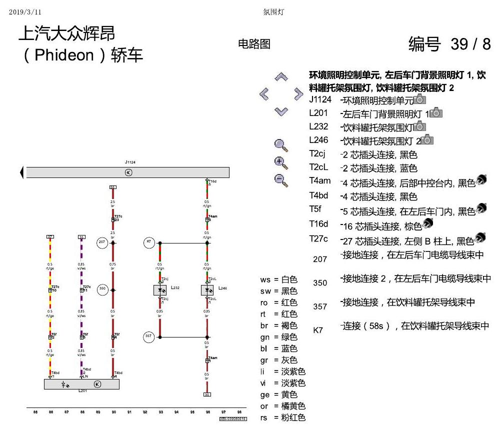 上海大众辉昂 氛围灯 电路图