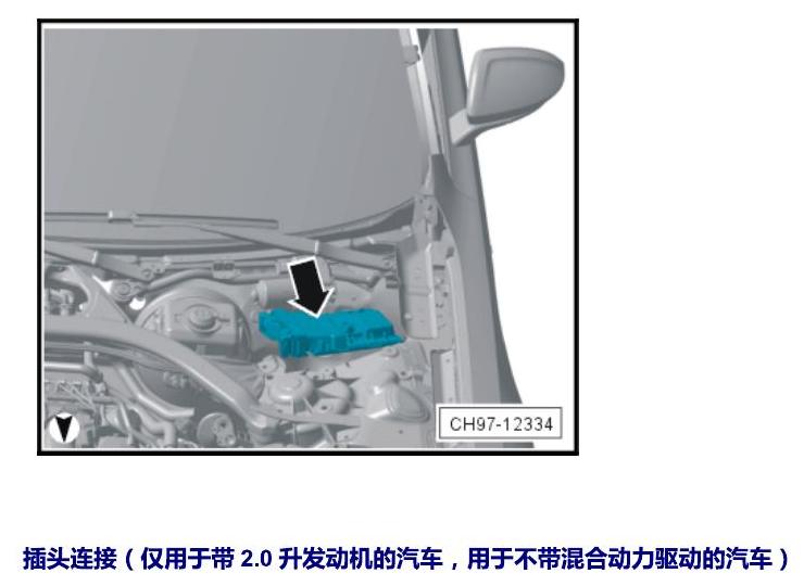 上海大众辉昂 汽车前部的控制单元 电路图