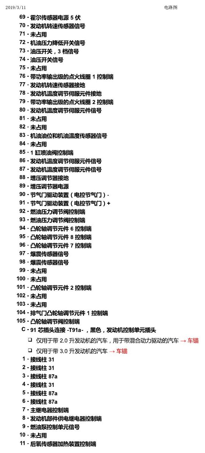 上海大众辉昂 汽车前部的控制单元 电路图