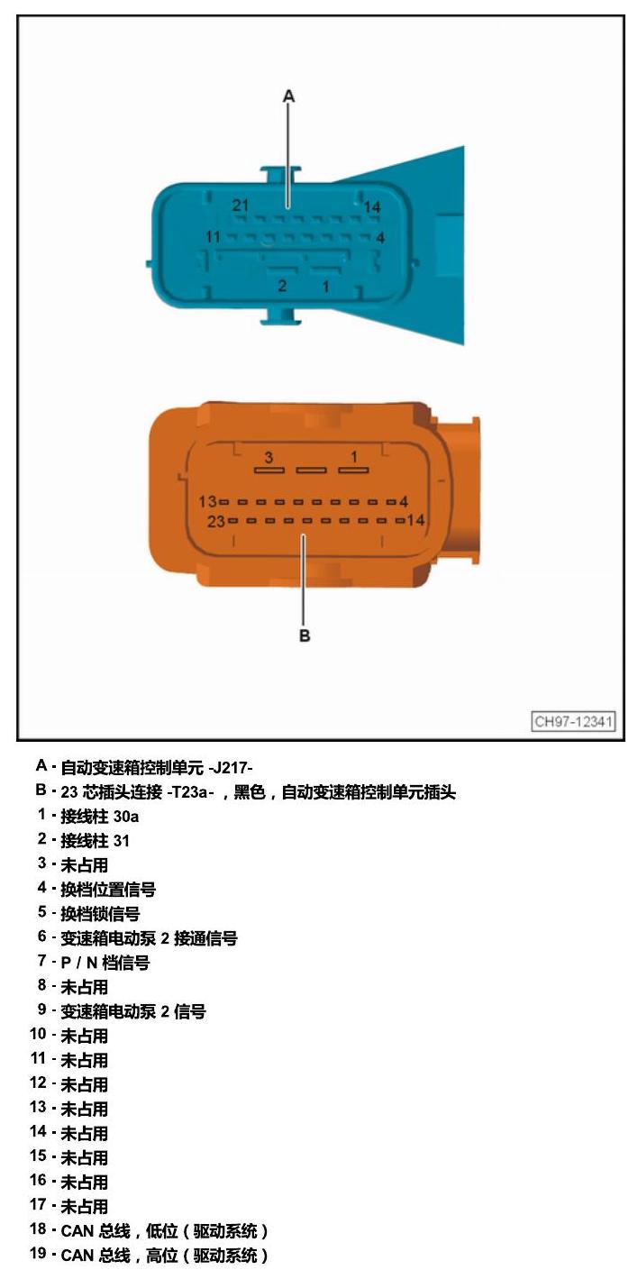 上海大众辉昂 汽车前部的控制单元 电路图
