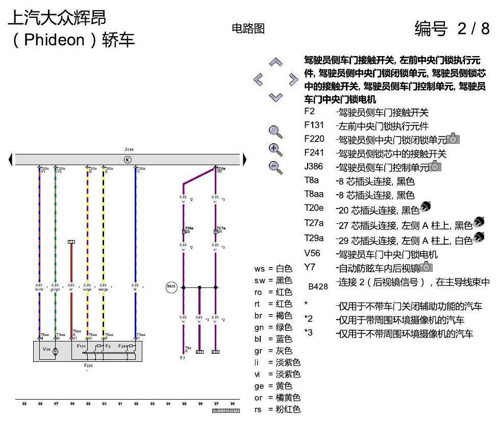 上海大众辉昂 舒适便捷系统 电路图