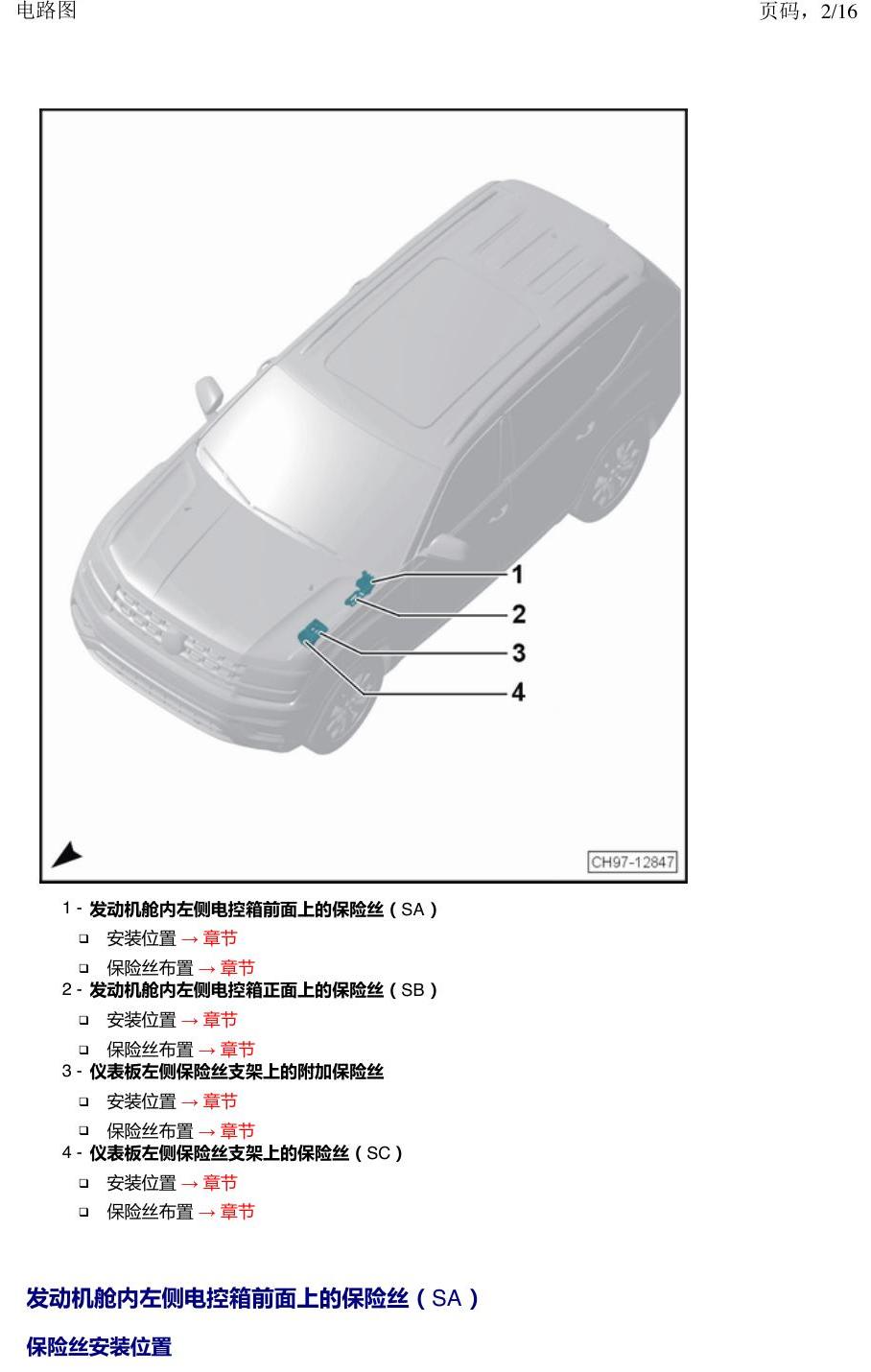 上海大众途昂 保险丝 电路图