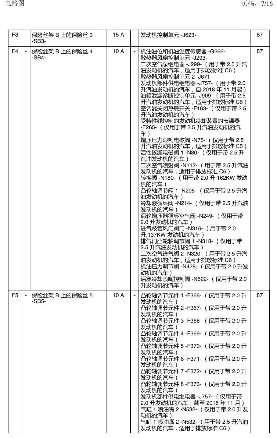 上海大众途昂 保险丝 电路图