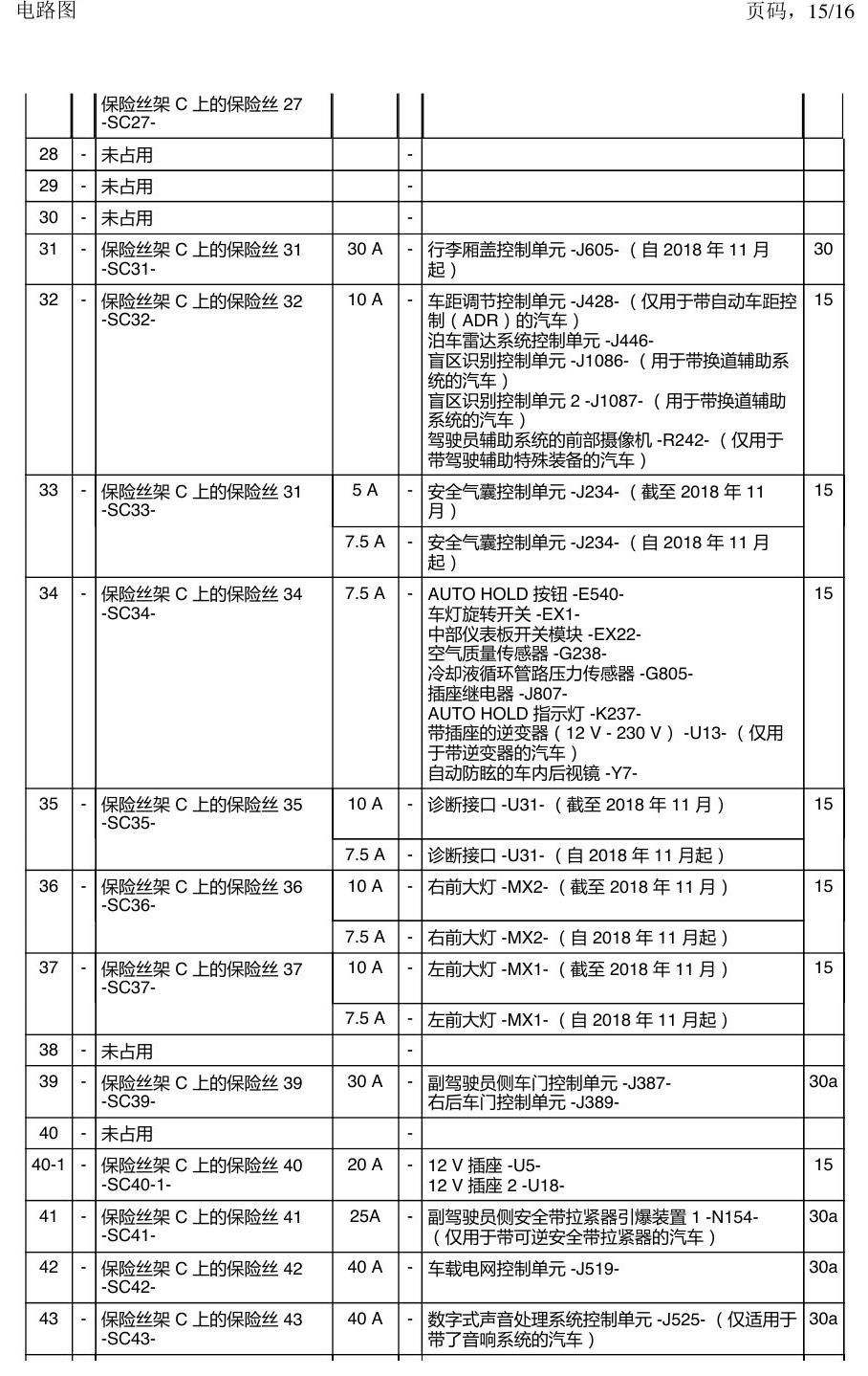 上海大众途昂 保险丝 电路图