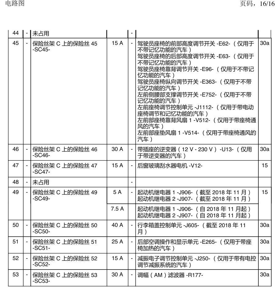 上海大众途昂 保险丝 电路图