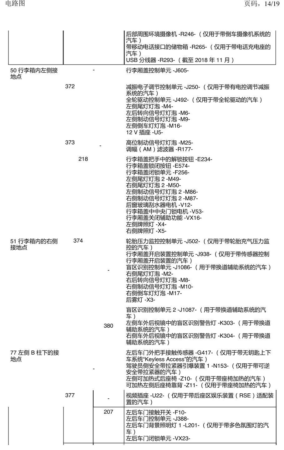 上海大众途昂 接地点 电路图