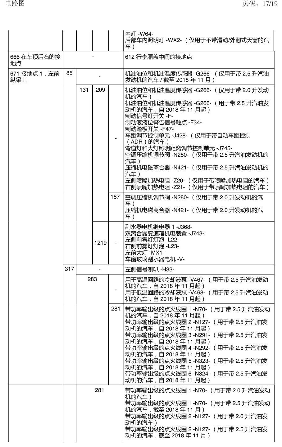 上海大众途昂 接地点 电路图