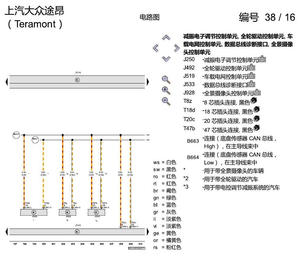 上海大众途昂 数据总线联网 电路图
