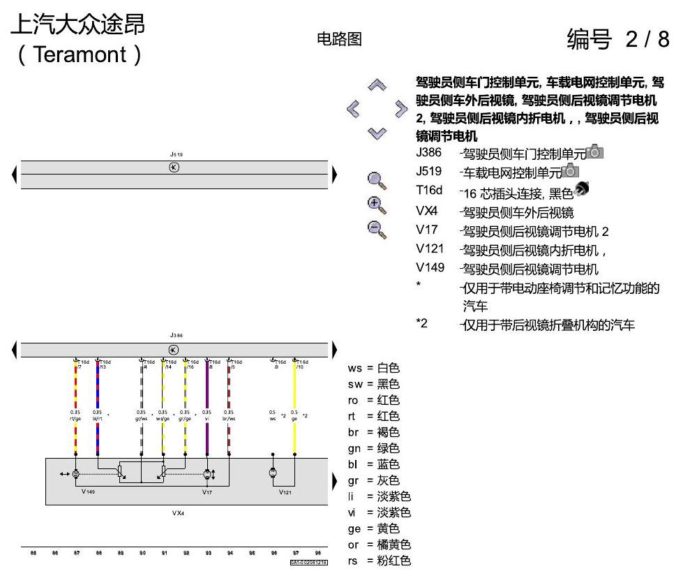 上海大众途昂 舒适便捷系统 电路图