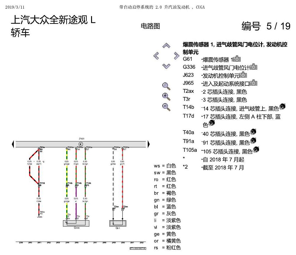 上海大众途观 2.0 发动机CUGA 162KW 电路图