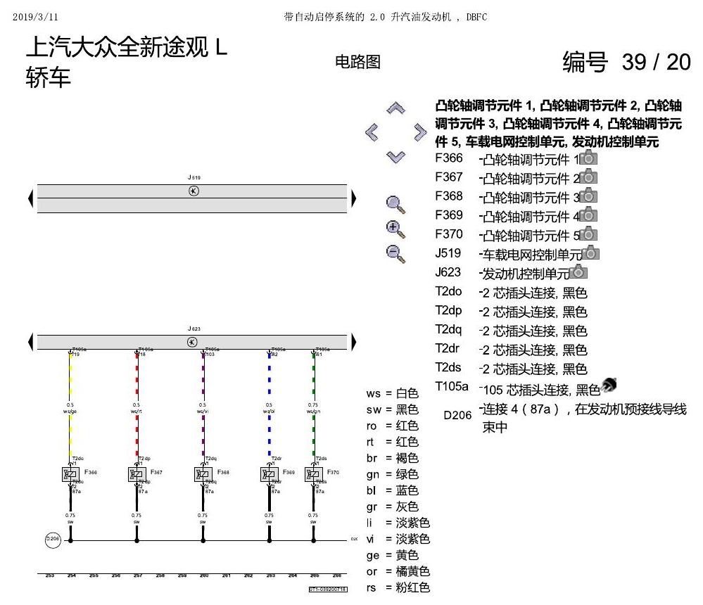 上海大众途观 2.0 发动机DBFC 137KW 电路图