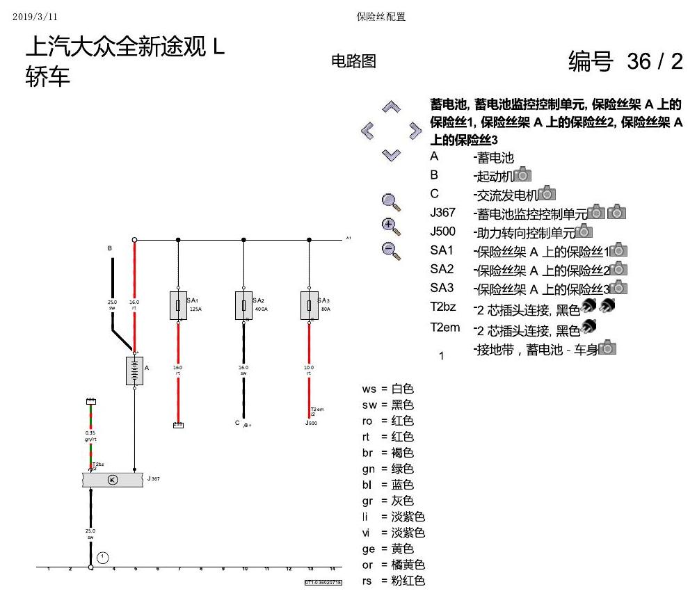 上海大众途观 保险丝配置 电路图