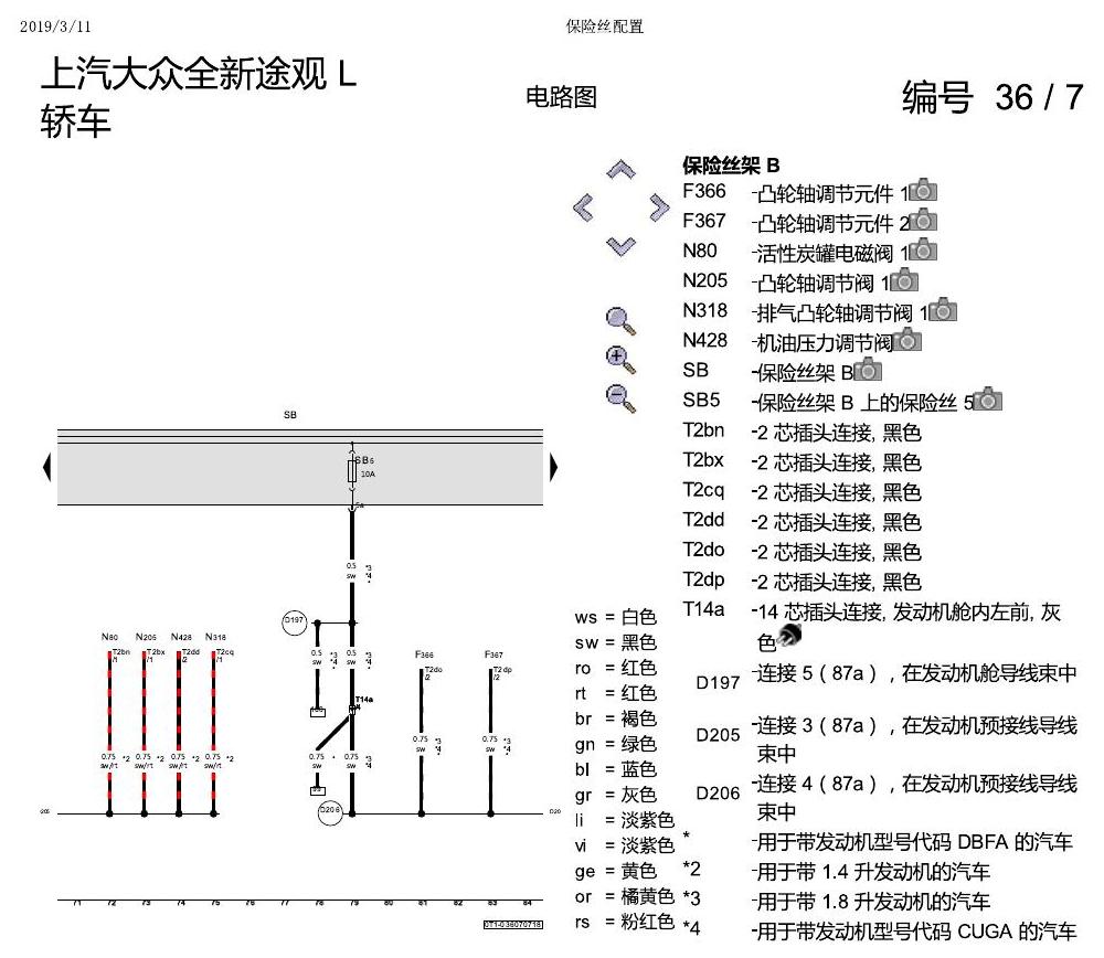 上海大众途观 保险丝配置 电路图