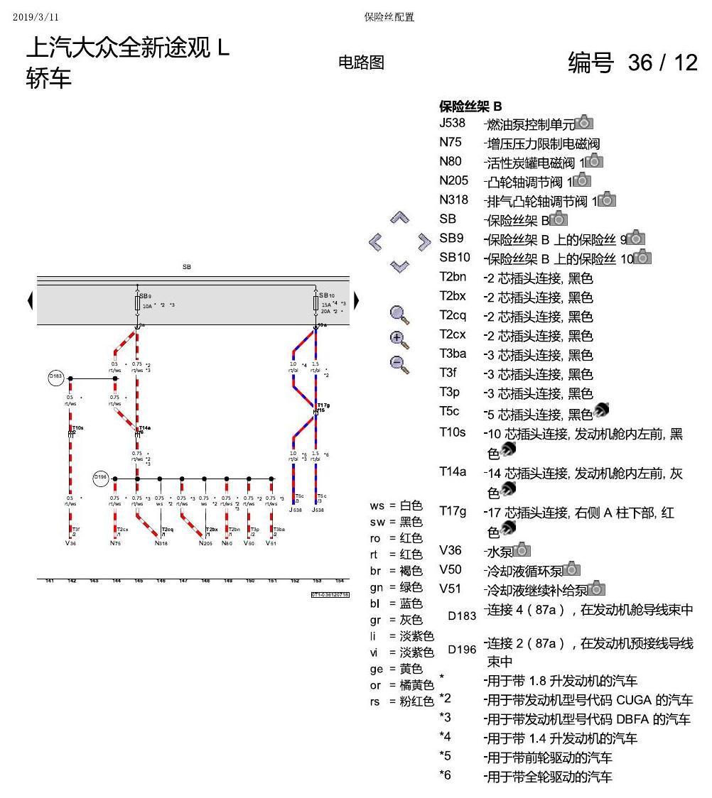 上海大众途观 保险丝配置 电路图