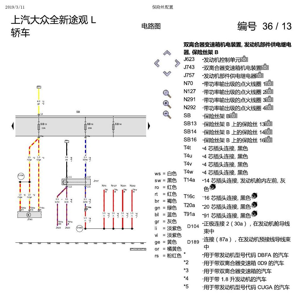上海大众途观 保险丝配置 电路图
