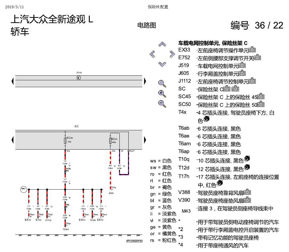 上海大众途观 保险丝配置 电路图