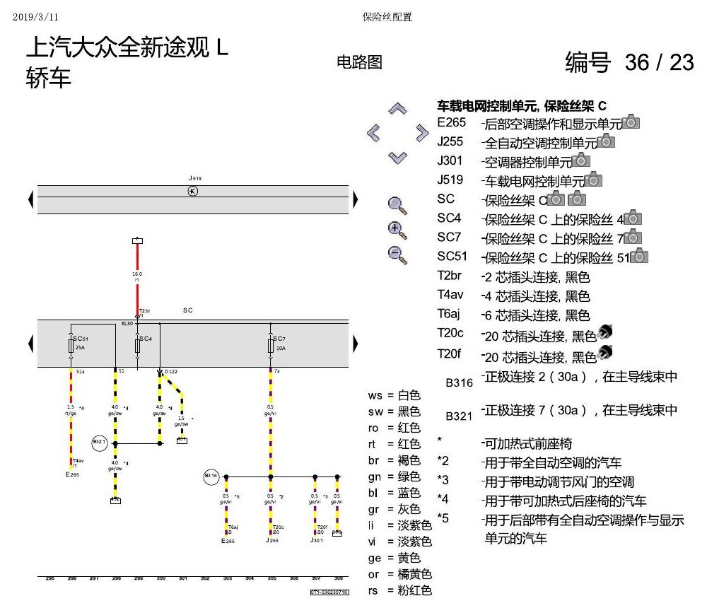 上海大众途观 保险丝配置 电路图
