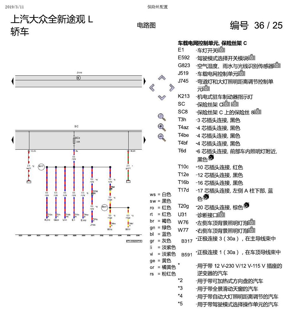 上海大众途观 保险丝配置 电路图