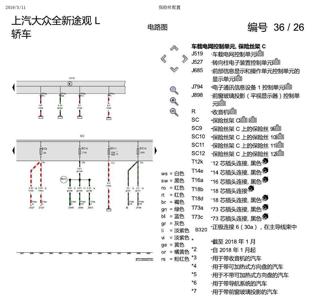 上海大众途观 保险丝配置 电路图