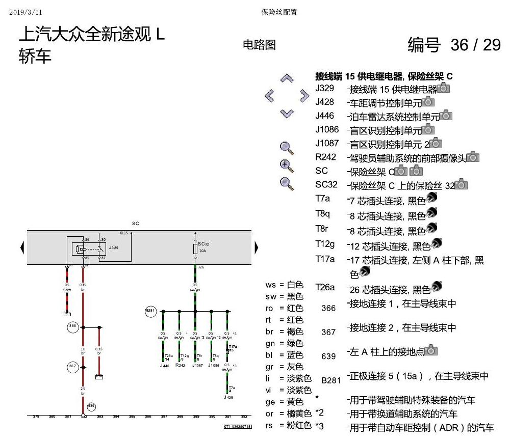 上海大众途观 保险丝配置 电路图