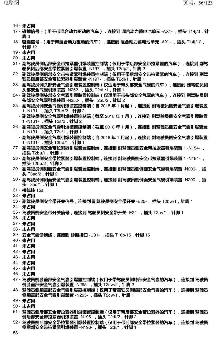 上海大众途观 汽车中部的控制单元 电路图
