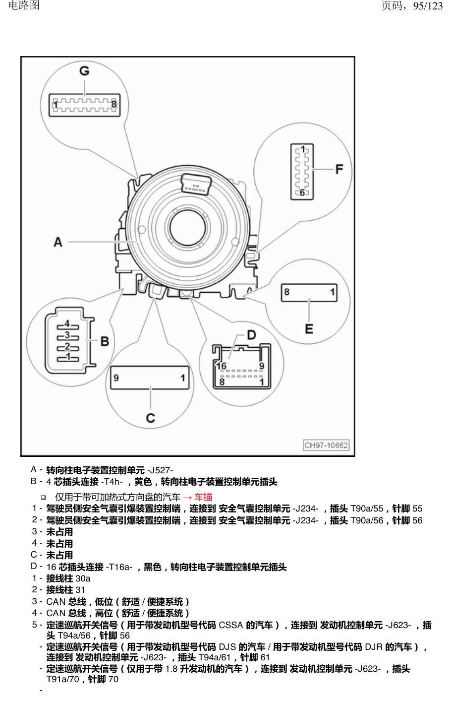 上海大众途观 汽车中部的控制单元 电路图