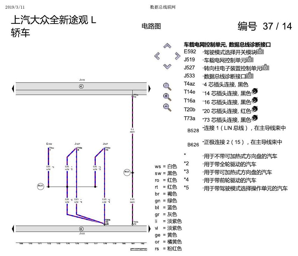 上海大众途观 数据总线联网 电路图
