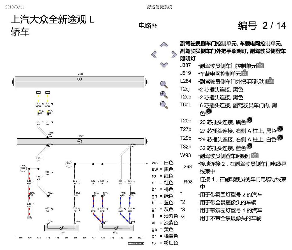 上海大众途观 舒适便捷系统 电路图