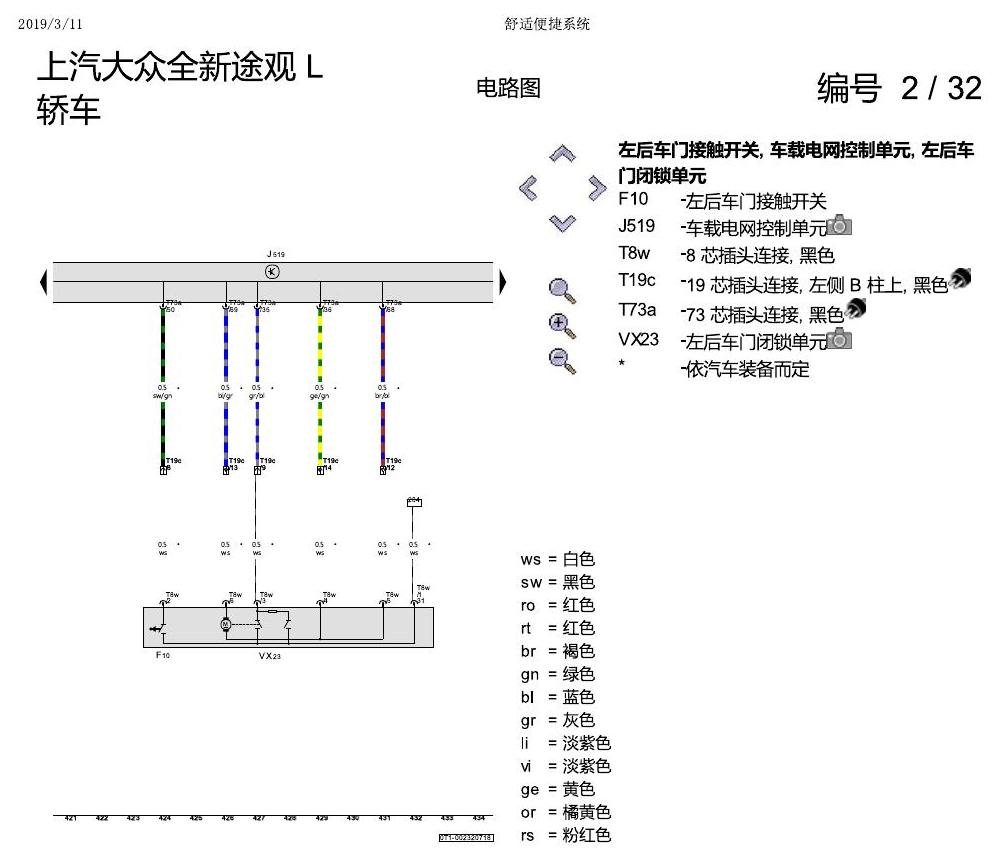 上海大众途观 舒适便捷系统 电路图