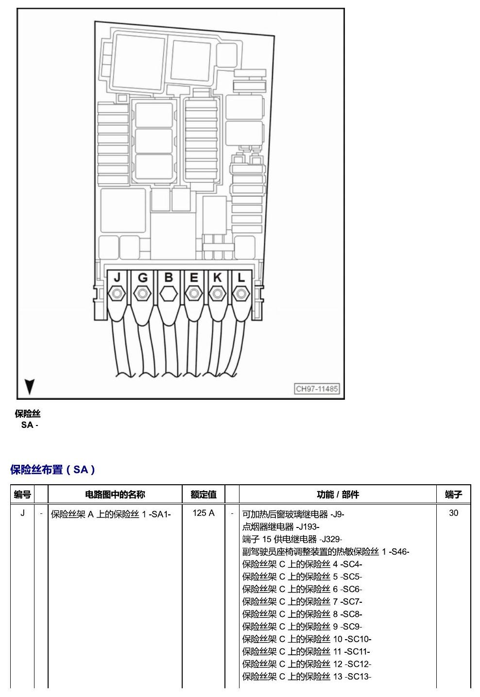 上海大众零度19款补充 保险丝 电路图