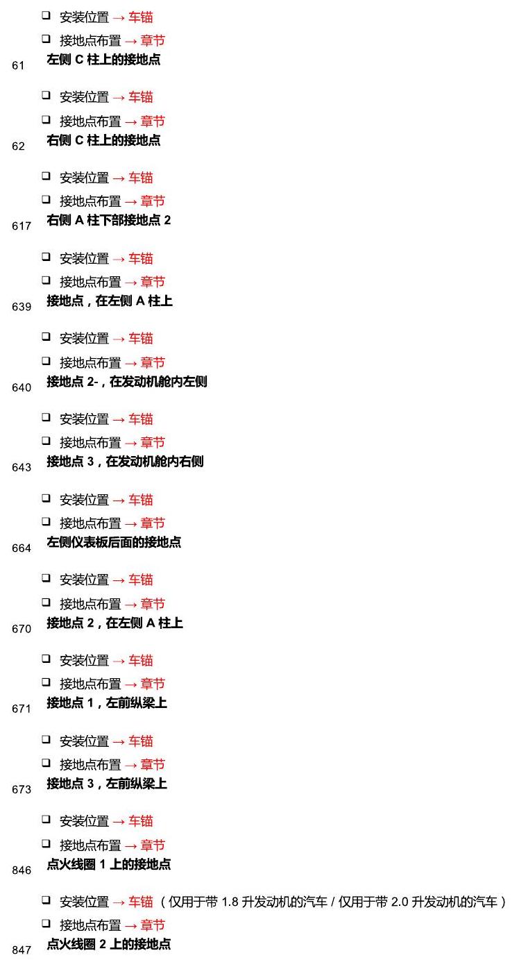 上海大众零度19款补充 接地点 电路图