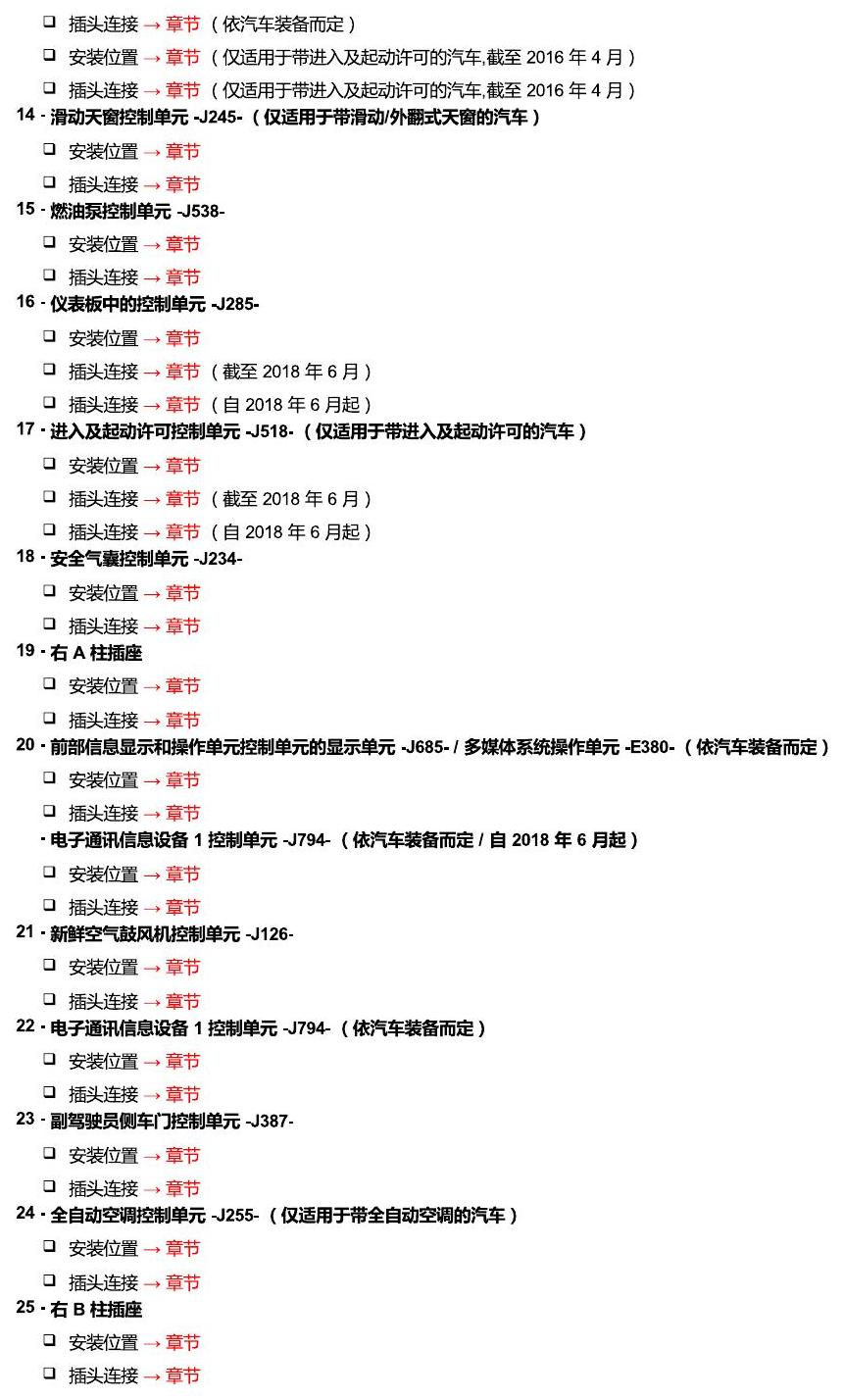 上海大众零度19款补充 车内空间的控制器 电路图