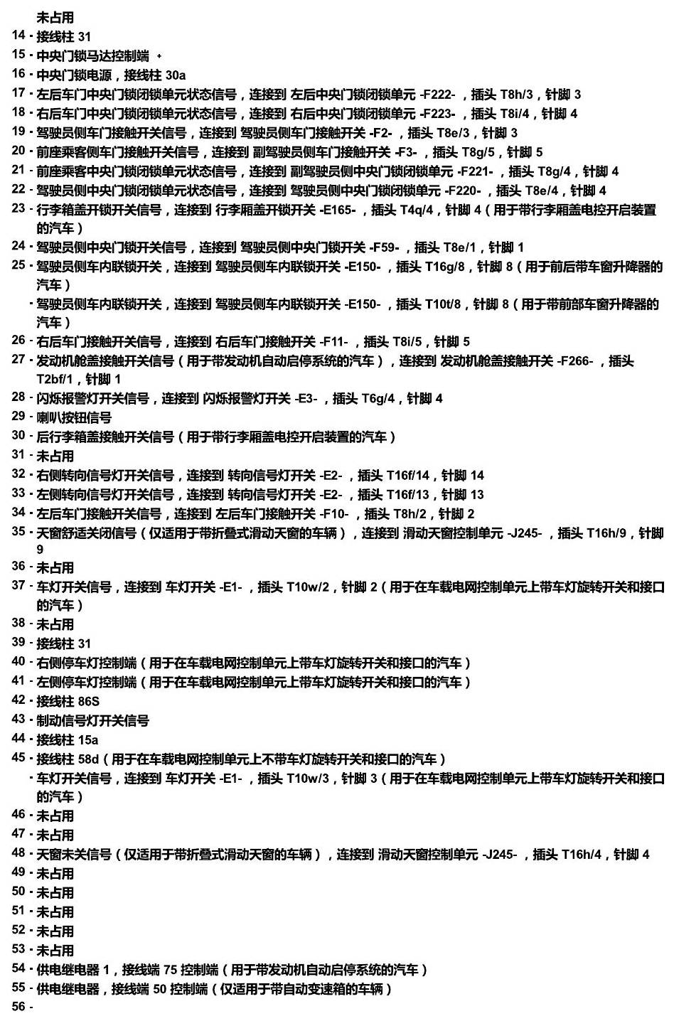 斯柯达18款新锐 安装位置 汽车中部的控制单元 电路图