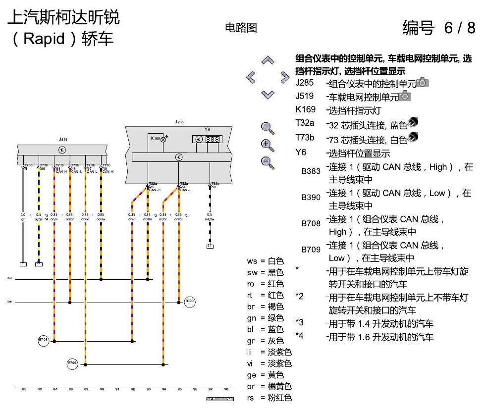斯柯达18款新锐 自动变速箱 电路图