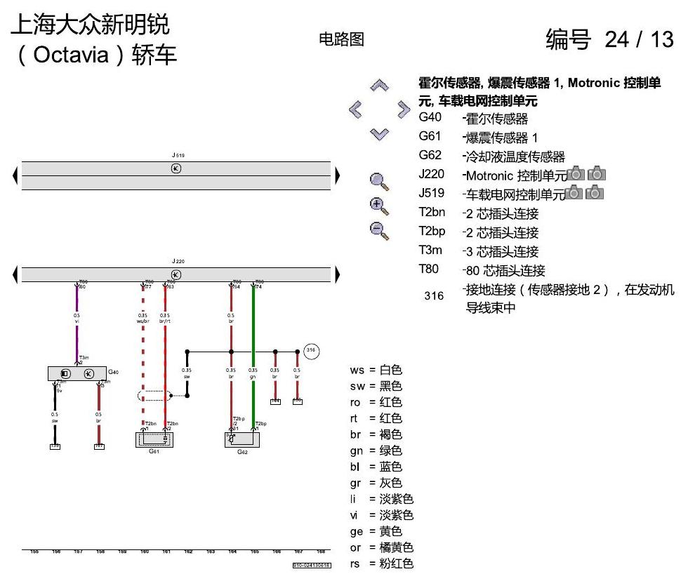 斯柯达明锐 1.6 升汽油发动机 , CLRA,CPJA 电路图
