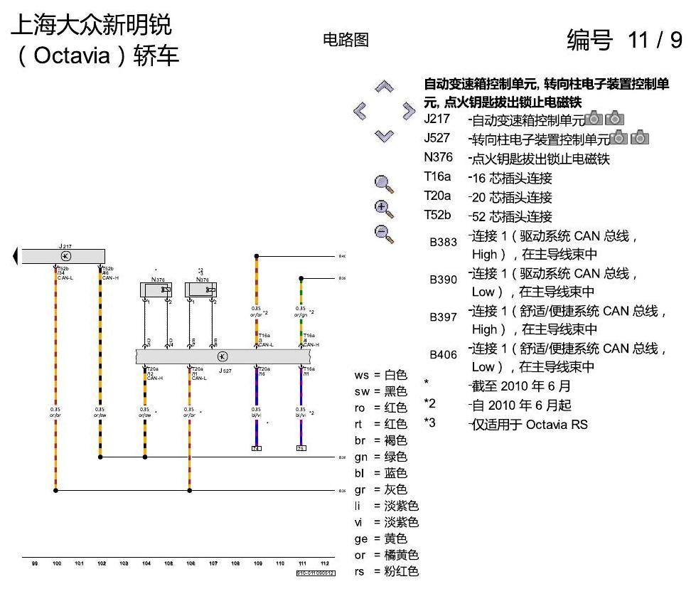 斯柯达明锐 6 档自动变速箱 电路图