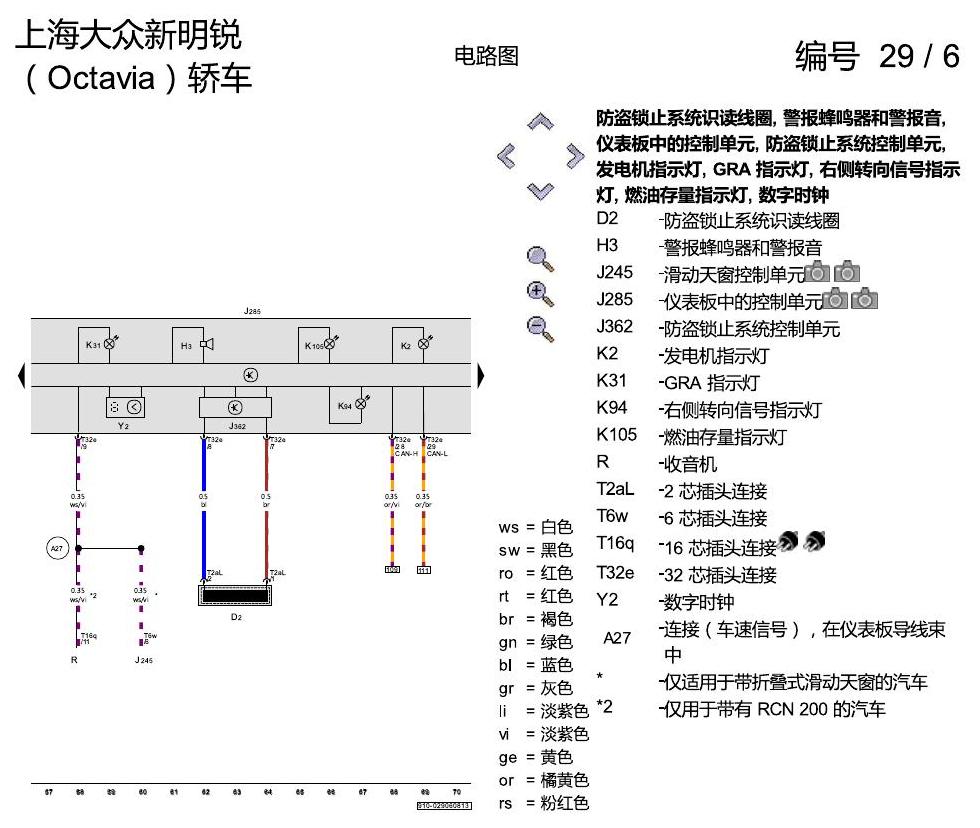 斯柯达明锐 仪表板 电路图