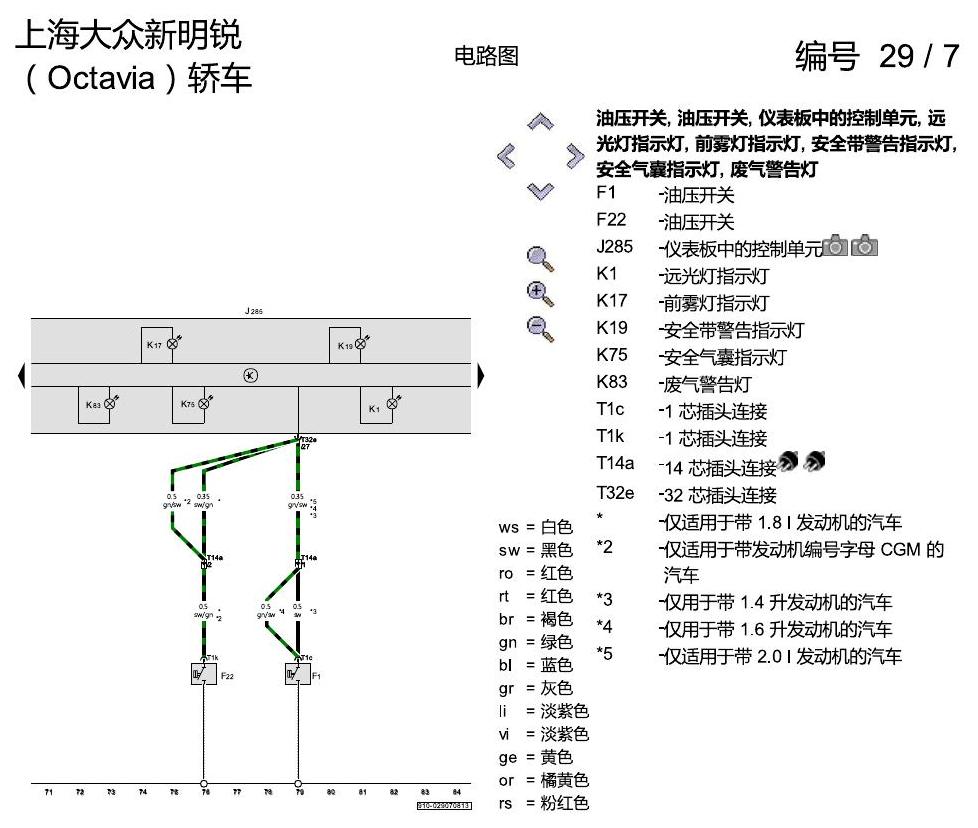 斯柯达明锐 仪表板 电路图