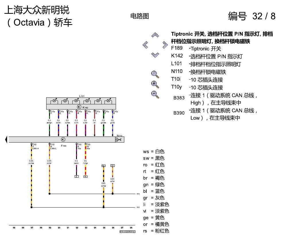 斯柯达明锐 双离合器变速箱 02E 电路图