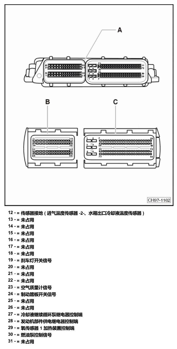 斯柯达明锐 控制单元及组合插座 电路图