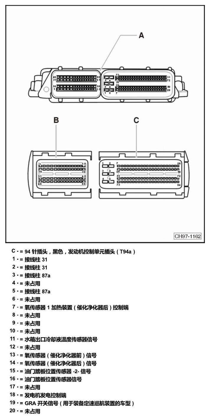 斯柯达明锐 控制单元及组合插座 电路图