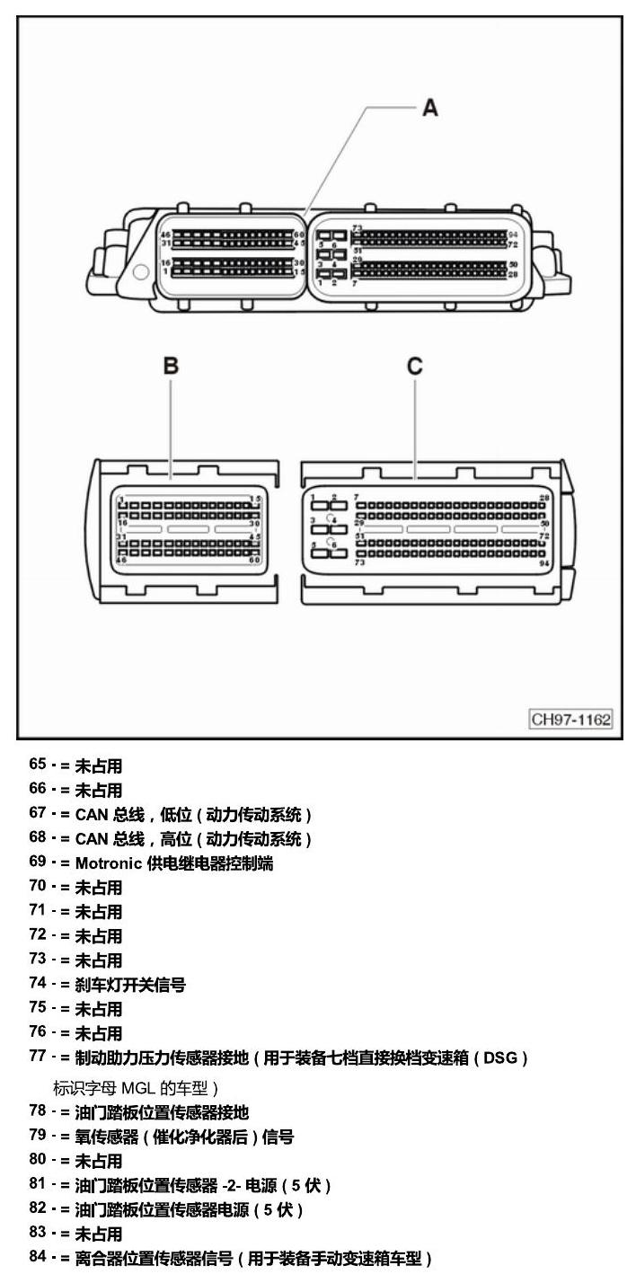 斯柯达明锐 控制单元及组合插座 电路图