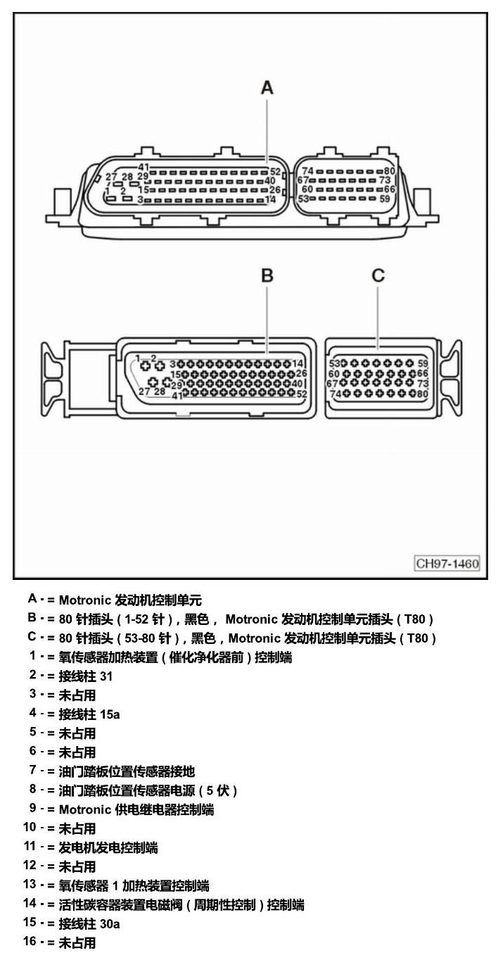 斯柯达明锐 控制单元及组合插座 电路图