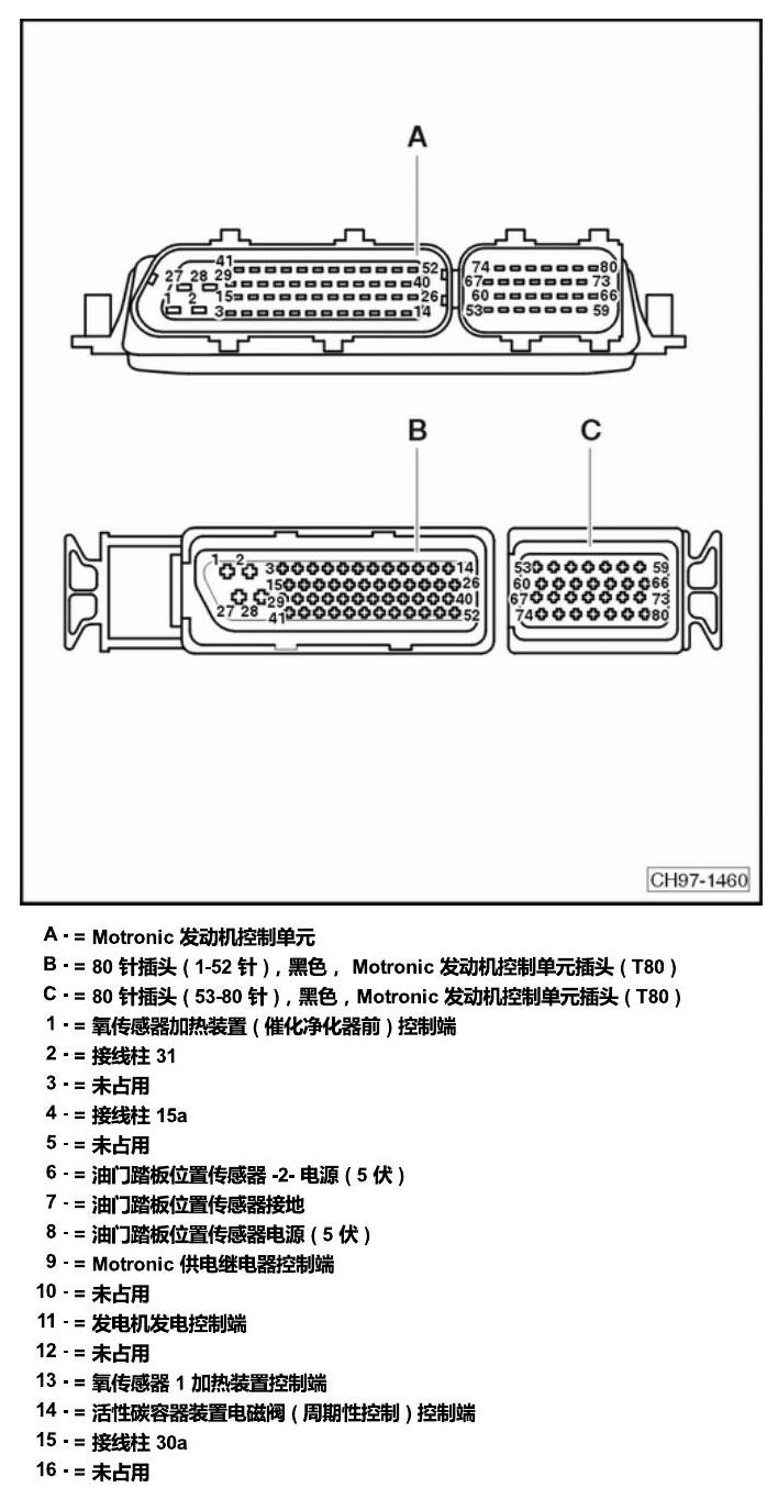 斯柯达明锐 控制单元及组合插座 电路图