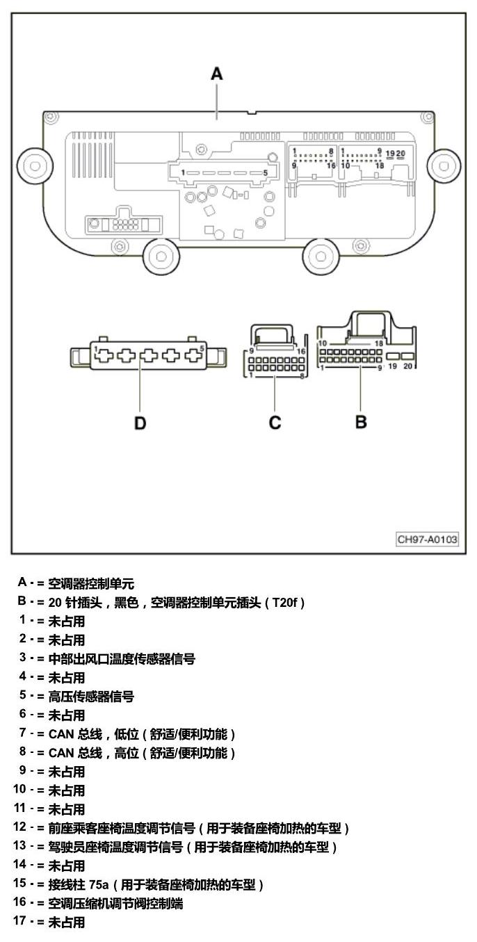 斯柯达明锐 控制单元及组合插座 电路图