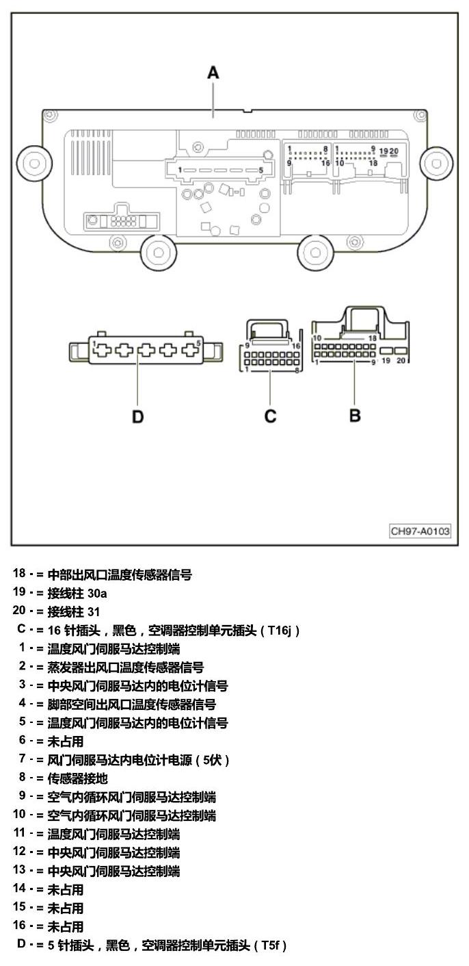 斯柯达明锐 控制单元及组合插座 电路图
