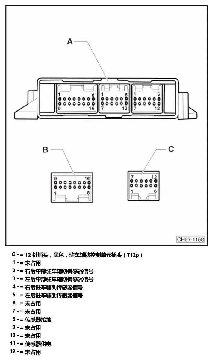 斯柯达明锐 控制单元及组合插座 电路图